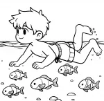 Boy Swimming in the Sea with Fish 🌊🐠🤿