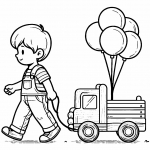Boy Pulling Toy Truck with Balloons 🧒🎈🚚