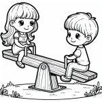 Boy and Girl on Seesaw Playing at the Playground 👦👧🤸‍♂️🏞️