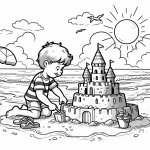 A Boy Building a Sandcastle at the Sea in Summer 👦🏖️🏰
