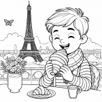 Boy Eating Croissant in Paris with Eiffel Tower 👦🥐🗼