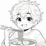 Boy Eating Asian Noodles 🍜👦