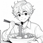Boy Eating Asian Noodles 🍜👦