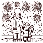 Boy Looking with Father at Fireworks 👦👨‍👦🎇