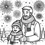 Boy Looking with Father at Fireworks 👦👨‍👦🎇