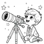 Boy with Telescope Moon and Stars 👦🔭🌙⭐
