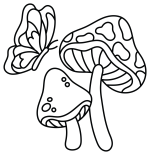 Butterfly with Two Mushrooms 🦋🍄🌿