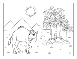 Camel in a Desert Oasis with Pyramids and Palm Trees 🐫🏜️🌴☀️🔺