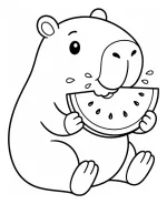 Cute Capybara Eating Watermelon with a Happy Face 🐾🍉😊