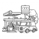Gas Station with Car 🚗⛽🌟🌈