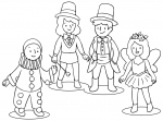 Carnival Characters Boys and Girls in Costumes: Harlequin Pierrot, Magicians, Fairy 🎭🎩✨🧚‍♀️
