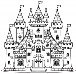 Castle with Towers with Flags and Wooden Door 🏰🚩🚪
