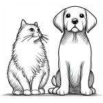 A Cute Cat 🐱 Sitting next to a Puppy 🐶