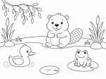 Cheerful Beaver, Duckling and Frog by the Pond 🦦🦆🐸