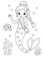 Cheerful Little Mermaid Exploring the Ocean 🧜‍♀️🐚🌊