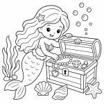 Cheerful Mermaid with Treasure Chest 🧜‍♀️💎✨