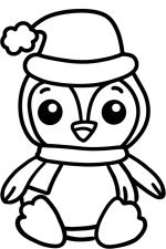 Cheerful Penguin Wearing a Christmas Hat and Green Scarf 🐧🎅🎄