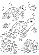 Cute Sea Turtle Friends Swimming with Fish 🐢🐠🌊