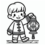 Chinese Boy Holding a Lantern for the Chinese Lunar New Year 👦🏮