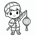 Chinese Boy Holding a Lantern for the Chinese Lunar New Year 👦🏮