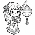Chinese Girl Holding a Lantern for the Chinese Lunar New Year 👧🏮