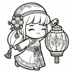 Chinese Girl Holding a Lantern for the Chinese Lunar New Year 👧🏮