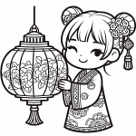 Chinese Girl Holding a Lantern for the Chinese Lunar New Year 👧🏮