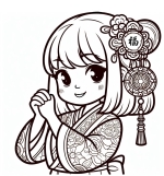 Chinese Girl Greeting Chinese Lunar New Year with Flowers and Lantern 👧💐🏮