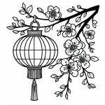 Chinese Lantern Hanging on a Tree Branch with Blossoms 🏮🌳🌸