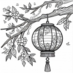 Chinese Lantern on Blossom Tree 🏮🌸