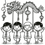Boys Holding Up a Dragon for Chinese New Year 🐉👦👦