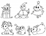Elf with Gift, Snowman with Bag, Smiling Christmas Tree, Deer with Christmas Lights, Penguin with Bauble, Bear with Nutcracker 🎅🎁❄️🎄🐧🦌