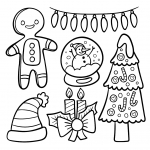 Christmas Elements: Tree, Gingerbread Man, Snowglobe, Candles, Hat, Lights 🎄⛄🎅