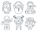 Christmas Characters: Penguin, Snowman, Teddy Bear, Gingerbread Man, Deer, Owl 🎄🐧☃️🧸🦌🦉