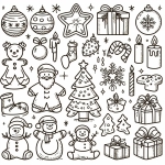 Several Christmas Time Objects arranged 🎄🕰️