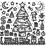 Christmas Tree 🎄 with Train Moon and other Objects 🚂🌕