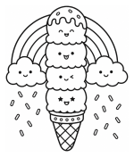 Delightful Ice Cream Cone with Happy Faces and Rainbow 🍦🌈