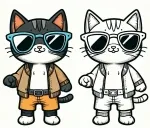 Cool cat with Lightblue Sunglasses, Jacket and Shorts 😎🐱🧥🩳