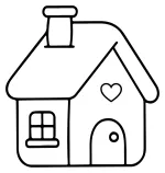 A charming house with a heart on the wall, perfect for coloring and imagination 🏡💖🌟