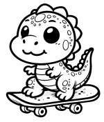 Cute Baby Dino on Skateboard 🦕🛹