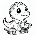 Cute Baby Dino on Skateboard 🦕🛹