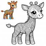 Cute Baby Giraffe with Artistic Pattern 🦒🎨✨