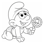 Cute Baby Smurf with a Toy Rattle 👶🍄🔔