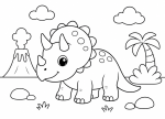 Cute Baby Triceratops with Three Horns 🦖🌿🦕