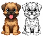Cute Belgian Griffon Puppy with Colored Example 🐶❤️🌟