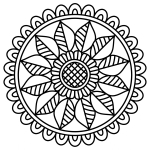 Cute Bold & Easy Mandala with Sunflower in the Middle Surrounded by Leaves 🌻🌿🎨✨