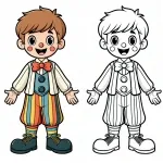 Cute Boy Dressed Up as Clown with Red Nose and Colorful Pants 🤡🎈🎨