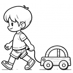 Cute Boy Pulling a Wooden Toy Car 🧒🚗🌟