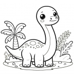 Cute Brachiosaurs Dinosaur with Long Neck 🦕🌴😊