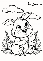 Cute Bunny Sitting on the Grass 🐰🌿☁️